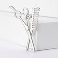 Scissors and Comb Brooch in Gold or Silver Decorative Lapel Pin view 7