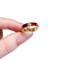 Gold Tone Red Enamel CZ Yuanbao Motif Open Band Ring view 5