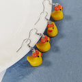 Yellow Duck Pumpkin Hat Fishhook Drop Earrings Pair view 1