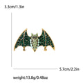 Wide Wing Crystal Bat Brooch in Green or Black Stone Colorways view 6