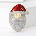 Glitter Santa Claus Brooch Red Hat Silver Beard Pin view 6