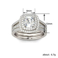 Silver Tone Square Halo Three Band Ring Set with Clear Stone Accents view 5