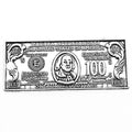 One Hundred Dollar Bill Shaped Antique Silver Metal Charm view 3