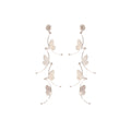 Silver Butterfly Branch Crystal Look Long Stud Earrings view 5