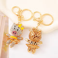Rhinestone Bow Pig Keychain Metal Cartoon Animal Bag Charm view 2