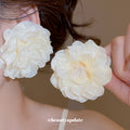 Ivory Fabric Flower Multi Strand Pearl Necklace Earring Ring view 3
