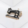 Black Vintage Sewing Machine Brooch Pin with Gold Details view 3