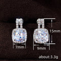 Colored Round Solitaire Square Halo Drop Earrings In Six Variants view 4