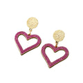 Gold Tone Crystal Open Heart Drop Stud Earrings in Two Colors view 5