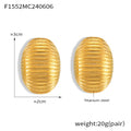 Ribbed Oval Dome Stud Earrings Gold Steel Finishes view 6