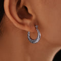 Dimpled Texture C Shape Hoop Earrings Steel Gold Stainless view 4