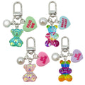 Rainbow and Green Resin Bear Heart Metal Clasp Keychain Pair view 5