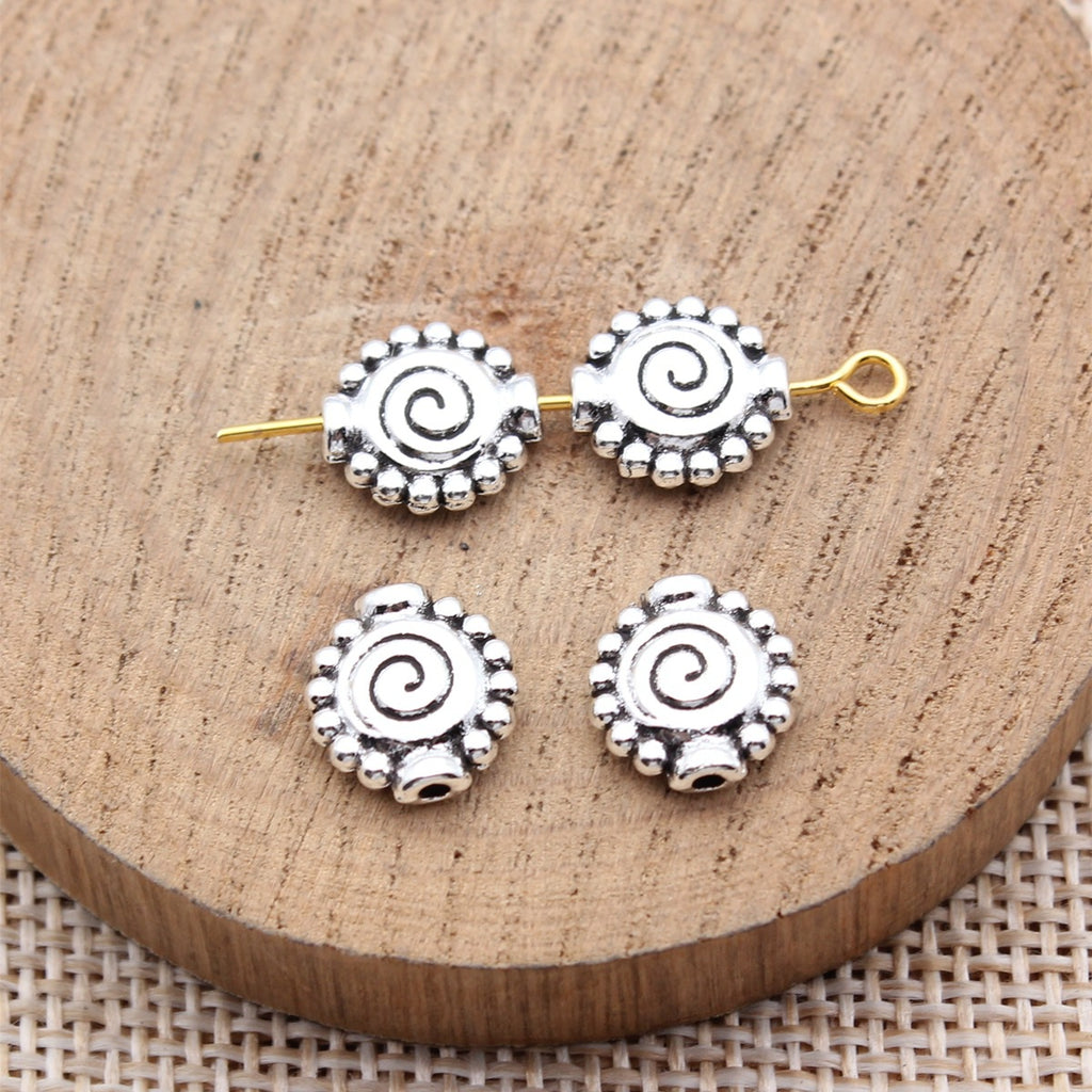 10x10mm 0.9g Antique Silver Zinc Alloy Swirl Small Hole Spacer Beads for Bracelet Jewelry Making