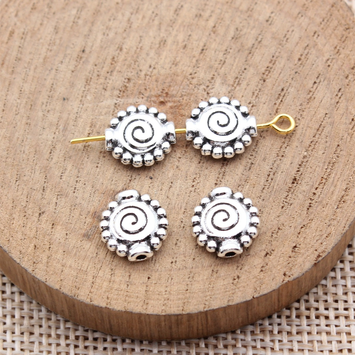 10x10mm 0.9g Antique Silver Zinc Alloy Swirl Small Hole Spacer Beads for Bracelet Jewelry Making
