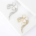 Ribbon And Clover Brooch With Pearl Accents in Two Metal Tones view 1