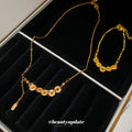 Gold Tone Chinese Coin Row Pendant Necklace Cable Chain view 3