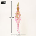 Pink Beaded Letter Keychain Initial Charm Cord Bag Clip view 2