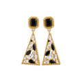 Black Crystal Geometric Triangle Drop Stud Earrings view 5