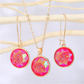 Gold Tone Round Druzy Necklace and Long Hook Earring Options view 3