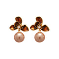 Amber Flower Stud Earrings With Pearl or Crystal Drops view 5