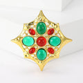 Eight Point Star Brooch With Four Colorful Gem Arrangements view 7