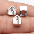 10x9x7.5mm 2g Antique Silver Zinc Alloy House Large Hole Beads for DIY Bracelet Jewelry Making