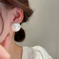 Oversized Textured Silver Tone Ball Stud Earrings With Polished Metal Tone Details view 4