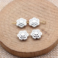 Layered Flower Spacer Bead in Antique Silver Metal Finish view 2