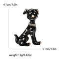 Enamel Sitting Dog Brooch with Polished Metal and Decorative Accents view 4