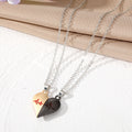 Silver Tone Magnetic Split Heart Pendant Necklace Pairs view 5