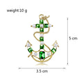 Green Gold Tone Anchor Metal Brooch Pin for Jackets and Lapels view 2