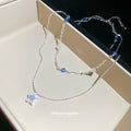 Silver-Tone Star And Blue Bead Layered Necklace Fashion Jewelry view 4
