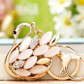Mixed Moonstone Swan and White Tassel Peacock Keychains in Four Styles view 4