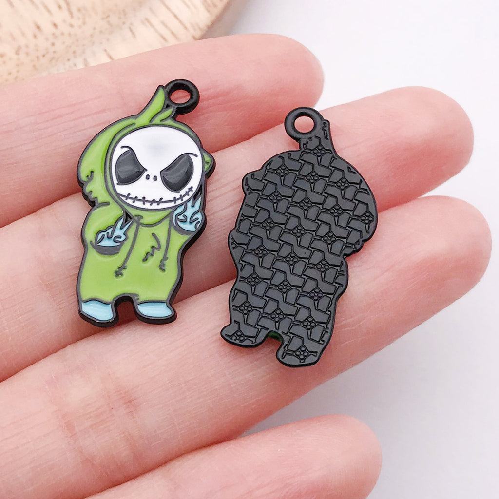 Enamel Zinc Alloy Halloween Skull Devil Charm Pendant for DIY Necklace Keychain Jewelry