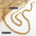 Gold Thick Curb Chain Necklace and Matching Bracelet Set view 2