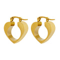 Open Heart Hollow Hoop Earrings Gold Or Steel Latch view 5