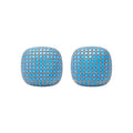 Large Turquoise Blue Crystal Pave Square Stud Earrings view 5