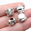 15x13x12mm 4.3g Antique Silver Zinc Alloy 3D Lion Dance Large Hole Beads for Bracelet Necklace DIY