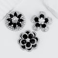 Black Silver Tone Flower Crystal Six Designs Metal Brooch Pin view 3