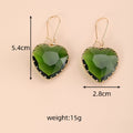 Heart Faceted Glass Dangle Earrings Serrated Bezel 8 Colors view 4