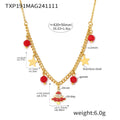 Gold Red Enamel Christmas Tree Zircon Necklace Bracelet Earrings view 8