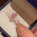 Gold Pink Star Crystal Open Ring Multicolor Accents view 4
