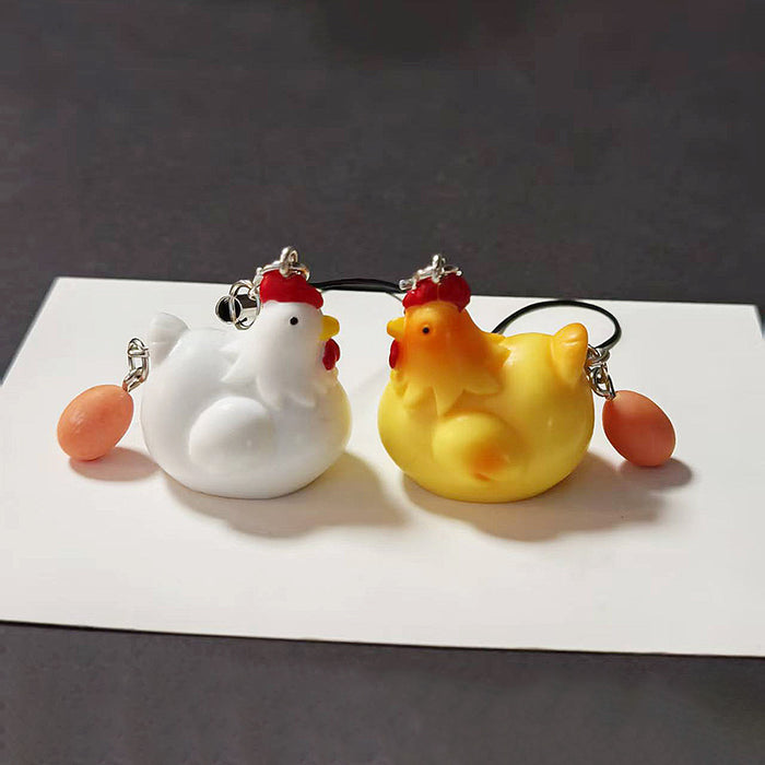 Hen and Egg Figure Phone Strap Charms in Two Colors