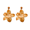 Orange Oversized Flower Drop Earrings With Layered Petals view 5