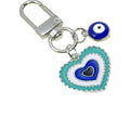 Enamel Evil Eye Keychain Cobalt Round Pendant With Blue Eye Bead view 5