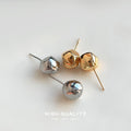 Silver-Tone Irregular Mirror Bean Stud Earrings Pair view 4