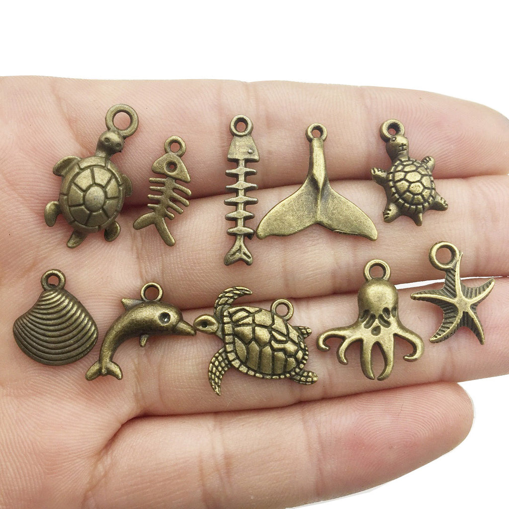 Antique Silver Zinc Alloy Ocean Turtle Shell Charm Pendant for DIY Bracelet Necklace Making