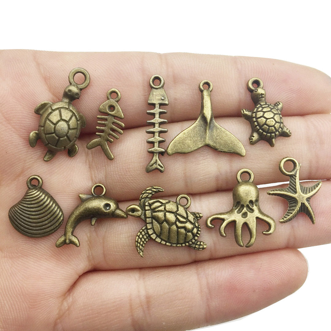 Antique Silver Zinc Alloy Ocean Turtle Shell Charm Pendant for DIY Bracelet Necklace Making