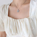 Embossed Rose Square Pendant Necklace Gold Or Steel Tone view 7