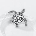 Black Silver Tone Sea Turtle Two Designs Metal Brooch Pin view 4